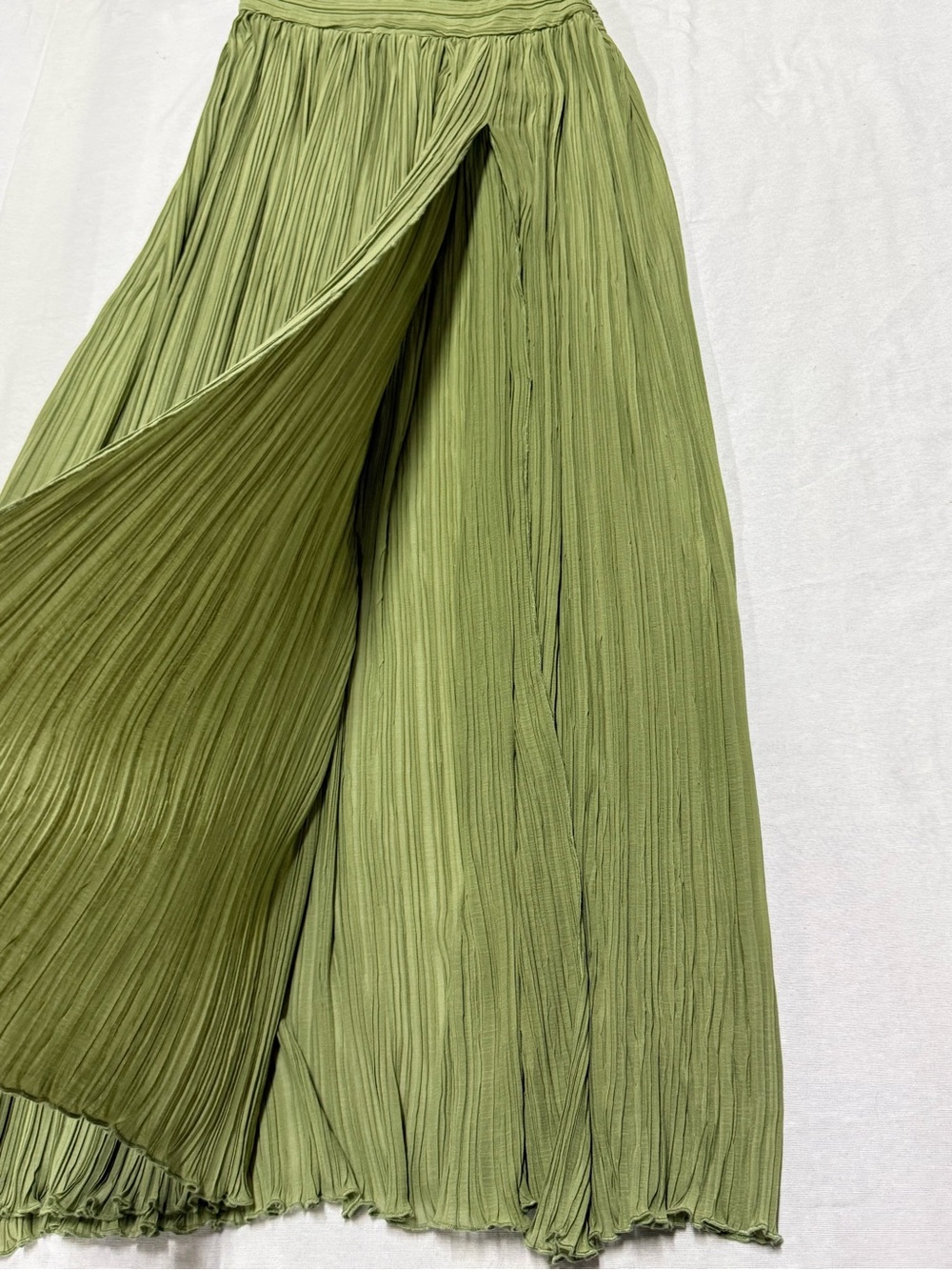 Michael Costello One-Shoulder Olive Dress with Side Slit - Picture 6 of 11